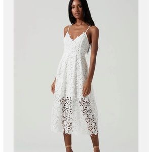 Astr White Lace Midi Dress